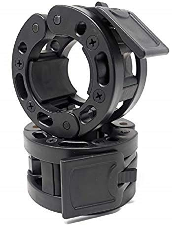 Clout Fitness Olympic Barbell Clamps Collars Quick Release Pair Weight Clips for 2 inch Barbell Black