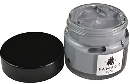 Famaco Leather Repair & Dye Cream 15ml | Self Seal Colourant for Quick Scratch Repairs & Re-Colouring | Suitable for Most Leather Items from Footwear to Upholstery (Light Grey)