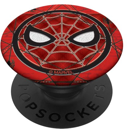 PopSockets Marvel Spider-Man Spidey Mask Webs PopSockets PopGrip - Support et Grip pour Smartphone/Tablette avec un Top Interchangeable