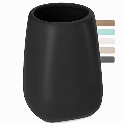 KADAX Bicchiere Portaspazzolino in Ceramica, Tazza da Bagno, Bicchiere per Spazzolino (nero 2)