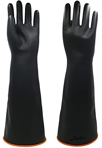 JustSeen Chemikalienbeständige Latexhandschuhe,Industrielle Heavy Duty Arbeit Gummihandschuh,XL Größe 18'' Ein Paar