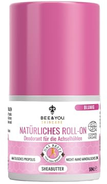 Bee&You Apicare Natural Roll-On - Leicht und frisch kühlend 100% natürlich mit anatolischem Propolis, Sheabutter und Mineralzink - Verhindert schlechten Geruch (für Frauen)
