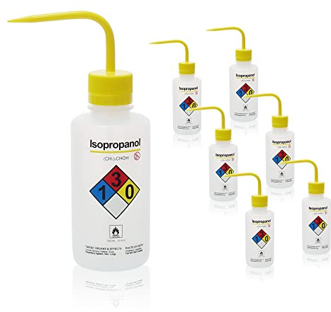 Okulab 6PCS of Isopropanol Wash Bottles, Vol.500ml (17oz), Narrow Mouth, Self-Venting Safety Squirt Bottle, LDPE Material, WBI500A6