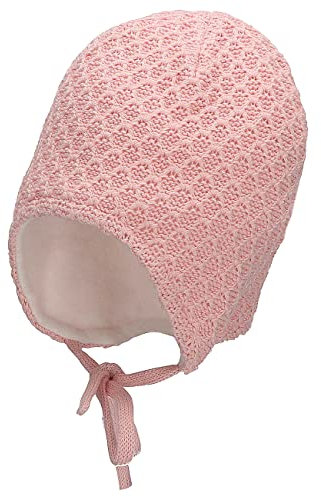 Sterntaler Baby Mädchen Strickmütze Baby GOTS Strickmütze Bindebändern Mütze - Baby Strickmütze - aus Baumwolle mit Bindeband - rosa, 47