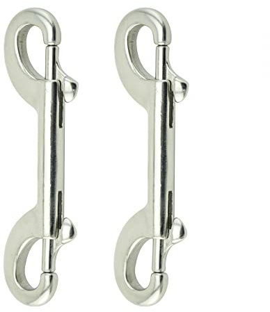 Doppel Karabinerhaken, 2 Stück Edelstahl Bolzenschnapper Ketten Schnapphaken, 115mm Doppelkarabinerhaken für Hundeleinen, Wassereimer, Pferdefutter, Hängematten