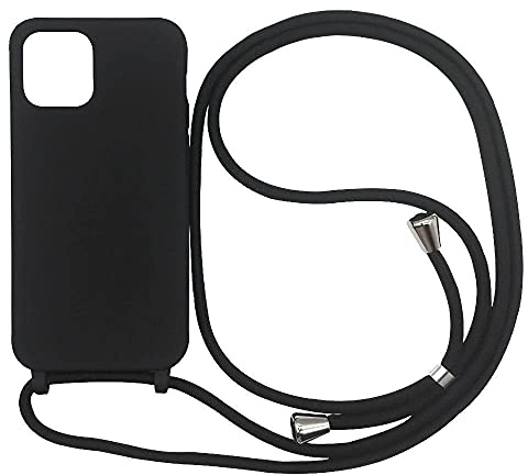 Ququcheng Kompatibel mit iPhone 13 Pro(6.1) Hülle,Handykette Hülle Silikon Seil Necklace Handyhülle mit Kordel Tasche TPU Bumper Schutzhülle für iPhone 13 Pro(6.1)-Schwarz