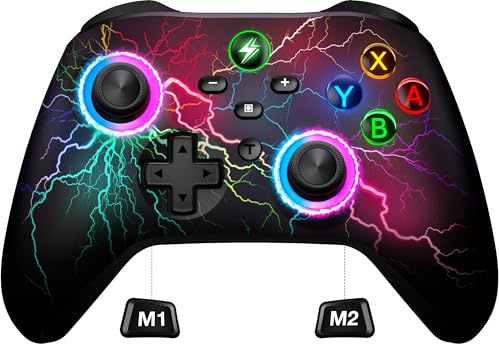 HASACOOL Switch Controller, Switch Pro Controller mit 2 Back Button Macro Programmierbar/Blinkende Lichter, 1000mAh Controller Switch für Switch/Lite/OLED, Kompatibel mit Android/IOS/PC