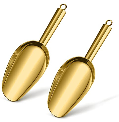 Herogo Edelstahl Mehlschaufe 2er-Set für Mehl Futter Kaffee - 21x7cm (Gold)