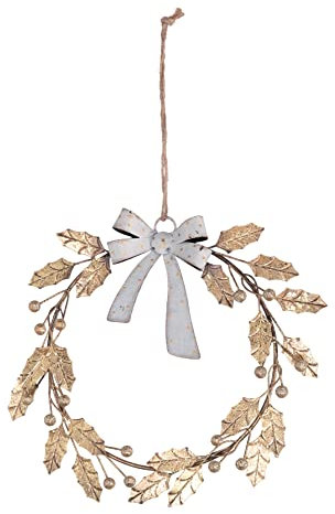 Vacchetti Giuseppe Decorazione Ghirlanda corona di Natale da appendere in metallo color oro, 6196170000