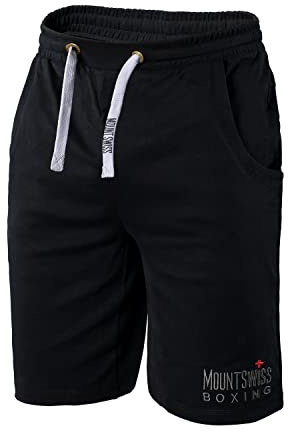 Mount Swiss Pantaloncini da uomo fino a 8XL, 100% cotone, taglie grandi, corti per il tempo libero, pantaloni estivi estivi, tasche traspiranti, comodi, morbidi, in molti colori, Nero , 8XL