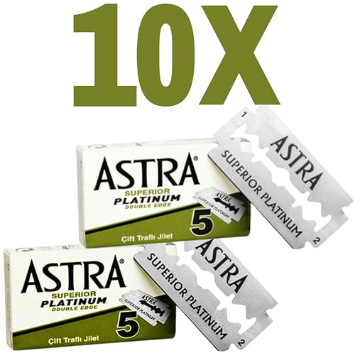 10 Astra Superior Platinum Double Edge Razor Blades For Professional Barbers And Traditional Shaving Enthusiasts