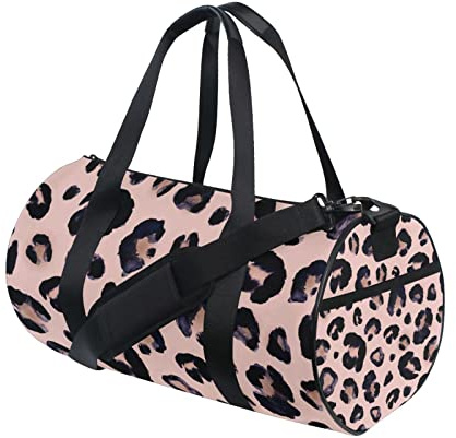 Rosa Leopard Gepard Muster Sport Turnbeutel Damen Herren Reise Seesack Workout Taschen Übung Strand Yoga Wochenende Tanztasche, A058, L