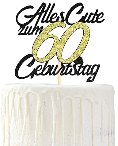 Sumerk 1 Stück 60.Geburtstag Tortendeko Happy 60th Birthday Cake Topper 60.Alles Gute Geburtstag Cake Topper 60 Jahre Torte Kuchen Deko für 60 Geburstagstorte Deko Jungen Mädchen Mann Frau