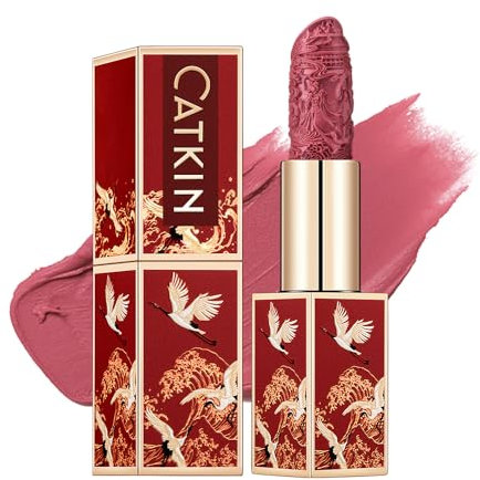 CATKIN Lippenstift Semi-Matt Finish, Nudetöne, Schimmernder mit Glänzender Oberfläche, Farbintensität Langanhaltend Pflegender Lippen-Stift, Vegane Formel, 3.2g