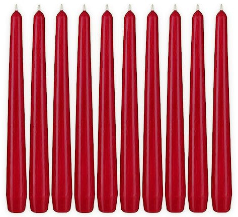 BRUBAKER Premium Spitzkerzen Dunkelrot - 20 Stück - bis zu 7,5 Stunden Brenndauer pro Kerze - 24 cm Tafelkerzen Set für Kerzenständer und Kronleuchter - Leuchterkerzen Halterkerzen