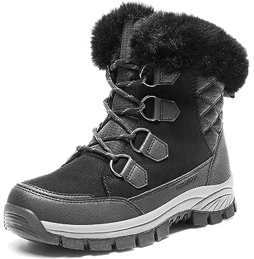 DREAM PAIRS Bottes de Neige pour Femmes Chaudes Bottes de Hiver Confortable avec Tige Imperméable,Size 39,Noir,SDSB2305W-E