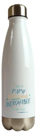 CADEAUX.COM - Gourde Papy Le Plus... - Cadeau Personnalisable - Gourde Isotherme Personnalisée - 500ml - Bouteille Thermos avec Message - Idée Cadeau Original - Cadeau Homme