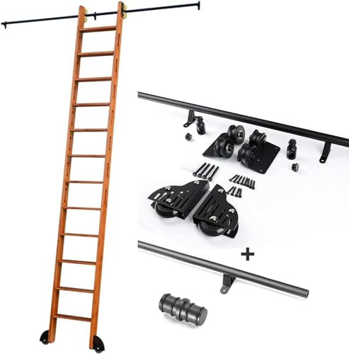 CATANK 3,3 Fuß bis 20 Fuß verschiebbare Bibliotheksleiter-Hardware, Home-Office-Bibliotheksrollen-Rollschienen-Kit, Schiebe-Scheunentor-Leiter-Hardware-Kit, Leiterschiene (Keine Leiter) (