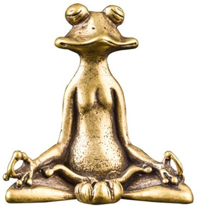 Brass Vintage Brass Sitting Zen Frog Statue Sculpture Incense Holder Desk Ornament