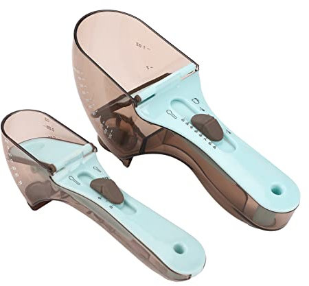 HUAOSN Cuchara MEdidora Ajustable de 2 Piezas, Cuchara MEdidora de Polvo para Máscara con Escala, Cuchara de Plástico Duradera para Hornear, Cocinar, Café, Condimento