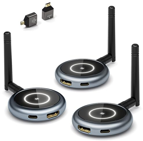 AIMIBO Wireless HDMI Transmitter and 2 Receivers 5.8G - Up to 6 TVs - Streaming 1080P@60Hz Video Wireless HDMI Extender Adapter for Laptop, PC, Camera to Multiple TVs, Projector, Display - 165FT/50M