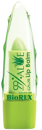 BioRLX 99% Purity Aloe Vera Tinted Lip Balm - Moisturizing Lip Plumper with Natural Color Enhancement for Fuller-Looking Lips (One Lip Balm)