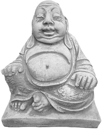 FABRIQ Petite figurine de Bouddha Feng Shui en pierre - Jardin zen - Statue de jardin massive - Résistante au gel - Pour l'extérieur