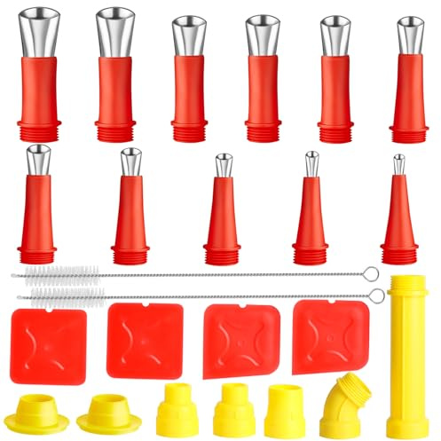 Universal Integrierte Gummidüse Werkzeug Kit, 24 Stück Abdichten Düsenapplikator Set, Edelstahl Dichtungsdüse Werkzeug, Dichtmittel Abdichten Düsen Dichtungsfinisher für Küche, Fenster, Badezimmer