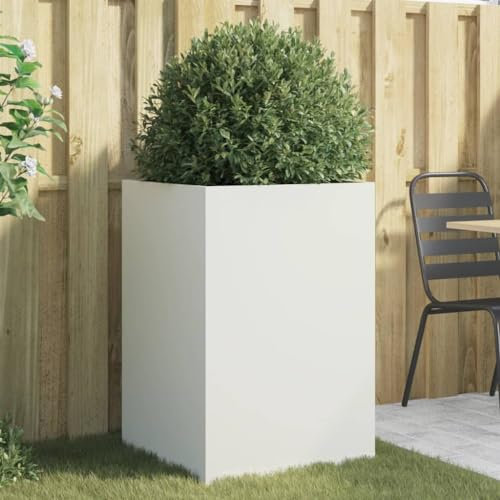 ZEYUAN Jardinera de Acero Laminado en frío Blanco 52x48x75 cm, Huerto Urbano Terraza, Jardineras Exterior, Jardineria Maceteros, Mesa De Cultivo, Huerto En Casa - 841584