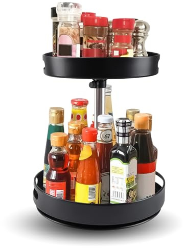 Gachiwar 2 Tier Lazy Susan Turntable Organizer, 12'' Rotating Spice Rack Organization Seasoning Rack Condiment Organizer for Cabinet, Kitchen, Pantry, Countertop