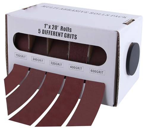 GOLD DEER Schleifpapier-Set mit 5 Körnungen, Schleifpapierrolle, verschiedene Rollen, Schleifpapier, 150, 240, 320, 400, 600, Körnung 150, 240, 320, 400, 600, für Holz, Metall, Polieren