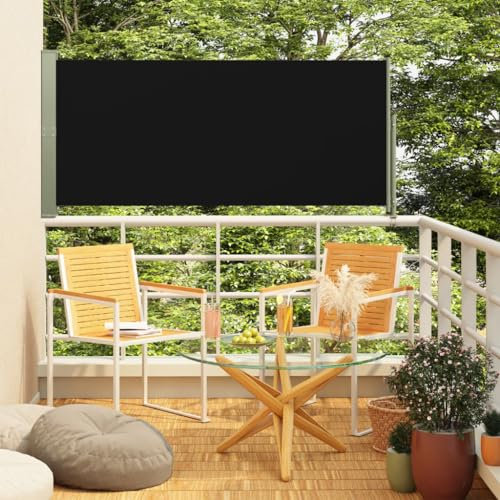 Seitenmarkise Ausziehbar, Seitensichtschutz Markise Sichtschutzzaun Seitenmarki Geeignet für Terrasse Innenhof Balkon Garten 140x300 cm Schwarz