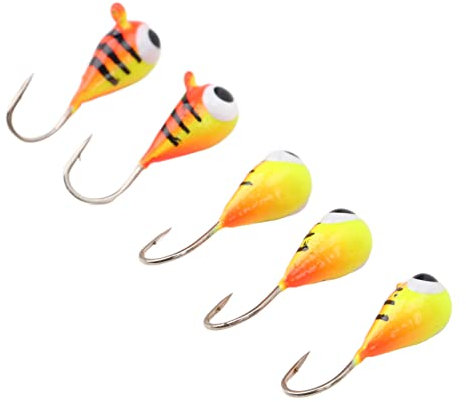 5-teiliges Eisangel-Jigs-Set, Eisangelköder, Mikro-Angelhaken Barsch, 4 Mm