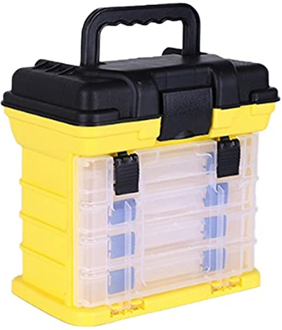 Snowflyk Caja de Herramientas/Estuche de Herramientas Caja de Herramientas de Mano Caja de Herramientas para Piezas y Manualidades con 4 bandejas de Almacenamiento Organizador de Hardware de plástico