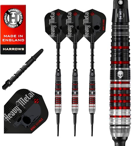 Harrows Ryan Searle Heavy Metal Serie 2 Spieler-Dart-Set | Professionelle Darts 90% Wolfram Soft-Tip | Alle Gewichte Pro Darts | 10-teiliges Set mit Carbon ST Midi Schäften & Signatur-Flights