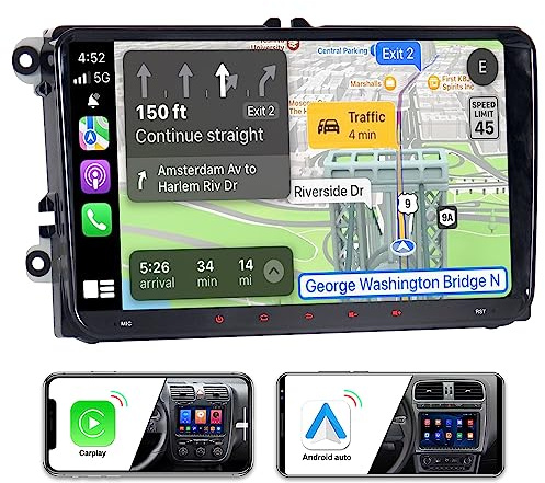 ACAVICA Autoradio für VW Golf 5 6 Polo Skoda Seat Passat Android 14 2+32GB 9 Zoll Bildschirm Car Radio Stereo Sat Navi Carplay Android Auto Bluetooth FM