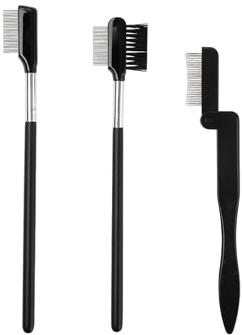 Peine Para Cejas De 3 Piezas, Peine Para Cejas Con Dientes De Acero, Peine Para Cejas Portátil, Peine Para Cejas Plegable, Cepillo Para Pestañas, Accesorios De Belleza