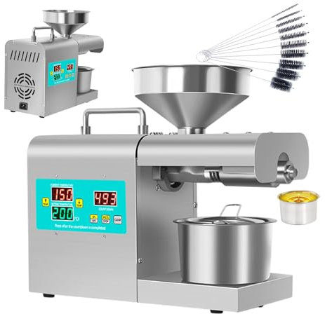 forplubossmmp Prensa De Aceite De 820 W, Molinillo Automático De Aceite De Nueces Y Semillas con Panel De Control Digital, Máquina De Extracción De Aceite Industrial para Granos De Café, Especias