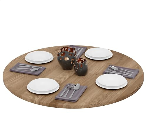 LAMO Manufaktur Tischplatte rund 100 cm aus Naturholz | Holzplatte für Esstisch, Küchentisch, Bistrotisch | Stärke: 28 mm | Farbe: Nussbaum