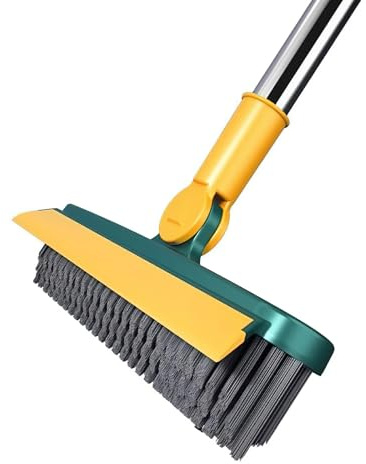 Woobroo Cepillo para Fregar Suelos con Mango Largo 2 en 1, Limpiador de Suelo de Ducha para Limpieza, Patio, baño, Garaje, Cocina, Pared, Cubierta, Tina, Azulejos