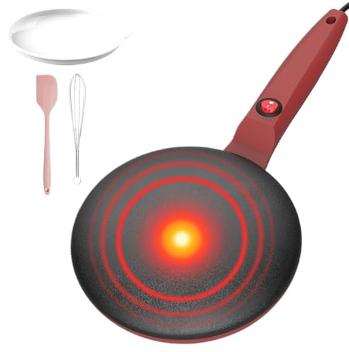Poêles À Crêpes Électrique, 7.8 Pouces Machine À Faire Les Crêpes Automatique, Crêpière Électrique Avec Poignée, Contrôles Automatique De La Température, Pour La Cuisson, Instantanée Antiadhésive