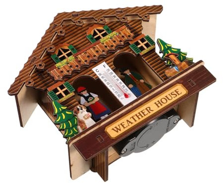 Hemobllo Wetterstation Aus Holz Mit Barometer Wandthermometer Und Hygrometer Wandmontiertes Modell Für Temperatur Und Luftfeuchtigkeit Innenräumen Stilvolle Dekoration Für Zuhause