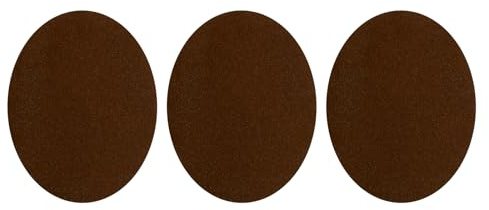Kvartsman 3 stycken lappar för strykning, 140 x 110 mm armbågar knän mockatyg lappar, ovala stryklappar lappar för reparation lappar, kläder, hantverk, byxor, skjortor, mörkbrun