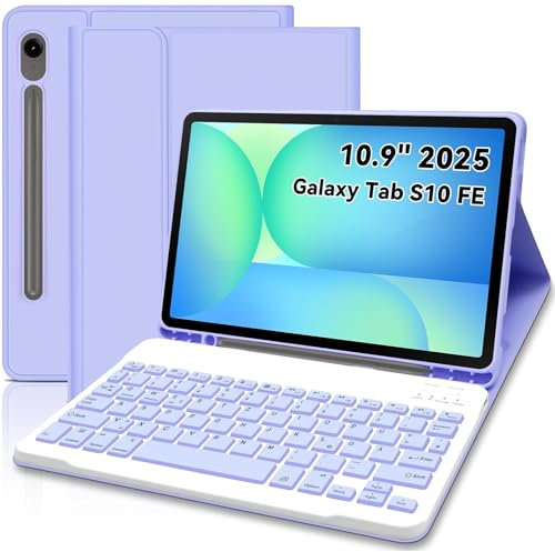 Tastatur Hülle für Samsung Galaxy S10 Lite/S10 FE/S9 FE 10.9 Zoll/Tab S9 11 Zoll, Schutzhülle mit Pencil Halter QWERTZ Layout, Magnetisch Abnehmbarer