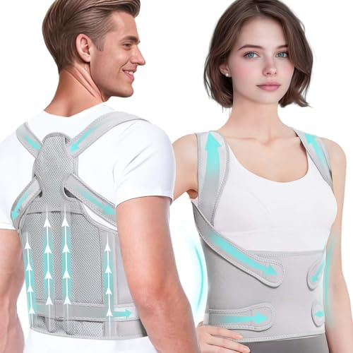 MUMIK Busto Correttore Posturale, Correttore Postura Migliorato per Uomini e Donne, Fascia Schiena Dritta, Fascia Posturale Traspirante Regolabile Per Spalle, Collo e Schiena