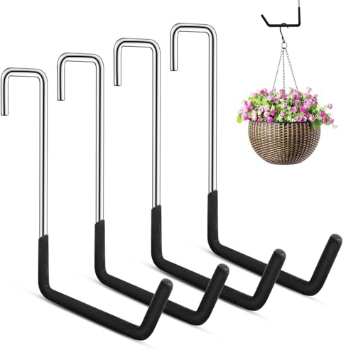Encuryna 4 Stück Robuste Sparrenhaken 19cm, S-Garagenhaken, robuste S-förmige Haken, Haken Zum Einhängen, Fahrradhaken, Universalhaken Leiterhaken zum Einhängen, Robuste, Leiter, Pflanzen