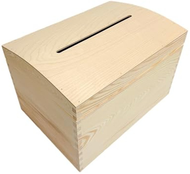 Wooden World - Holztruhe für Briefumschläge oder Wahlurne - Box mit großem Loch zum Einstecken von Briefumschlägen - 25 x 35 x 24,5 cm