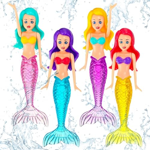 DOKRIN Giochi da immersione sott'acqua,4 giocattoli per l'addestramento alla caccia al tesoro in piscina per bambini