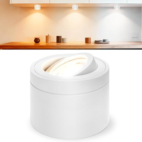 Laiebri LED Spots en saillie blancs - Extra plats, orientables à 30°, Ø80 x 60 mm - Module LED 6 W 600 lm inclus, 230 V, 2700 K/4000 K/6500 K, dimmable - Spots en saillie