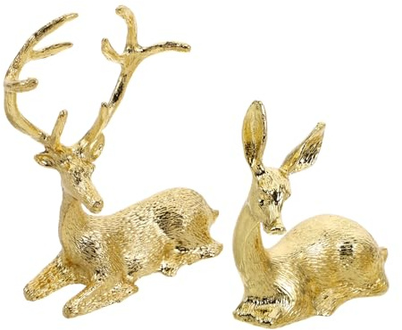 BAZEITFLOW Mini Rentier Deko Metall Goldene Hirsch Figur Skandinavischer Stil Wohnzimmer Tv Schrank Weihnachtsdeko Tischdeko